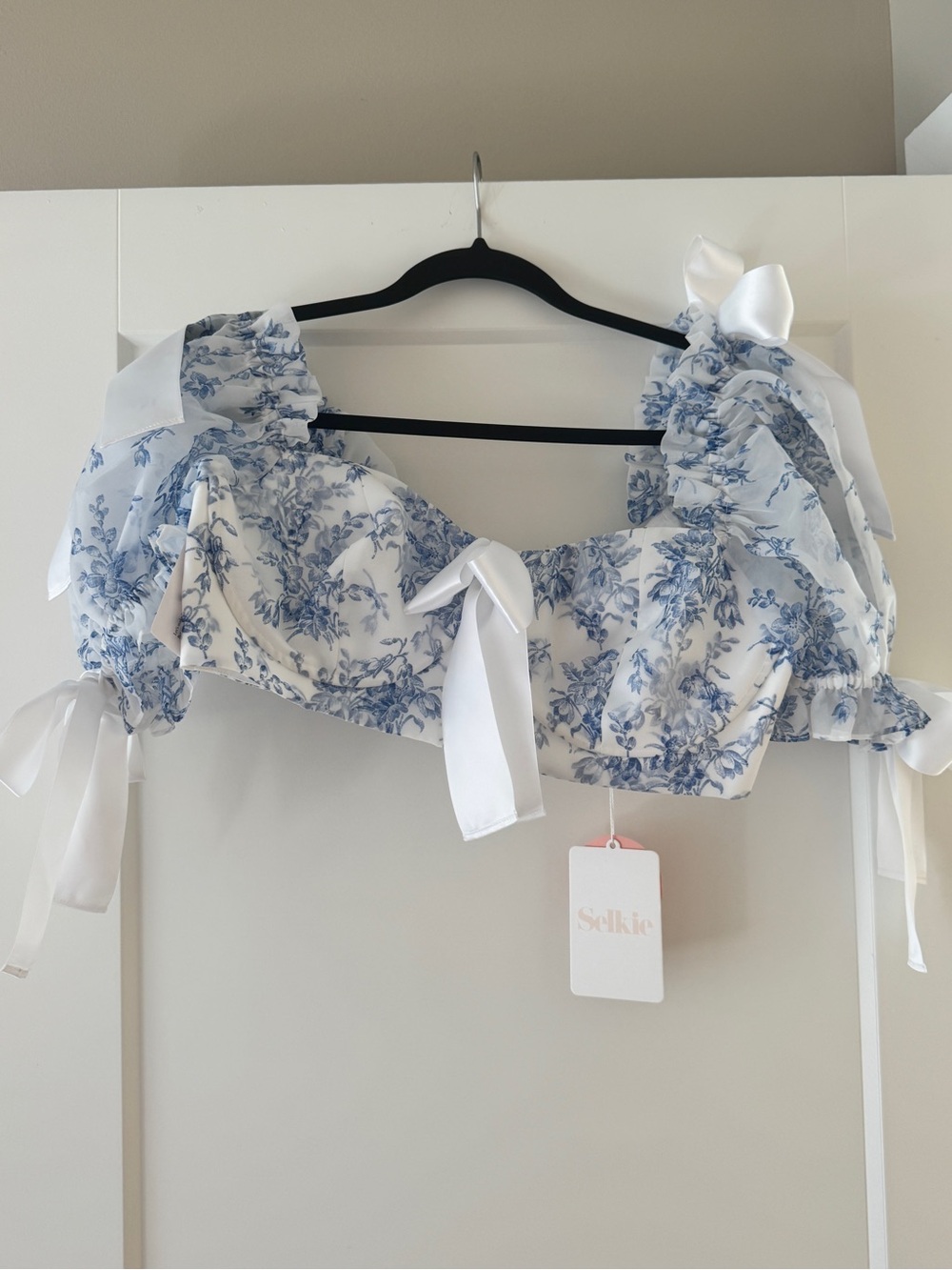 Selkie The Bed & Breakfast Poet Bralette Blue Toile NWT Size Large